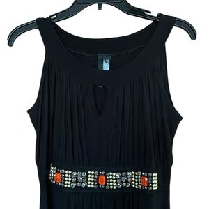 Nic & Dom Elegant Black Sleeveless Dress with embellishments keyhole front med